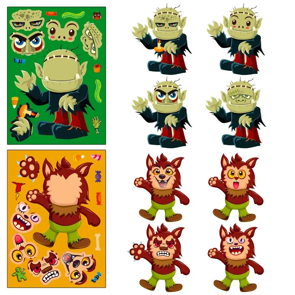 Make Your Own Devil Halloween Face Change Sticker DIY Sticker Decorative Sticker Halloween Make a Face Sticker Dress Up Puzzle
