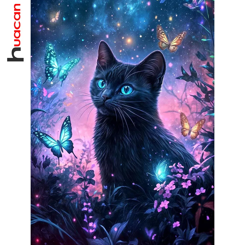 

Huacan New Arrivals 2026 Diamond Painting Cat Butterfly Diamond Mosaic Animal Flower Art Decorative Paintings