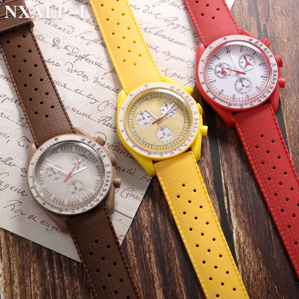 20 مللي متر 22 مللي متر حزام مطاطي استوائي ل Omgea ل سواتش ساعات سيليكون الفرقة ل أوريس ل سايكو للمواطن الإفراج السريع الساعات