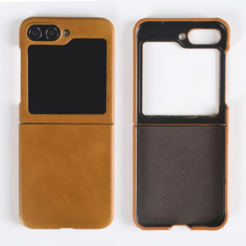 For Samsung Galaxy Z Flip 6 Case Cover Premium Genuine Leather Cases Z FLip7 Vintag Oil Wax Pattern Phone Shell Protection Coque - náhled 5