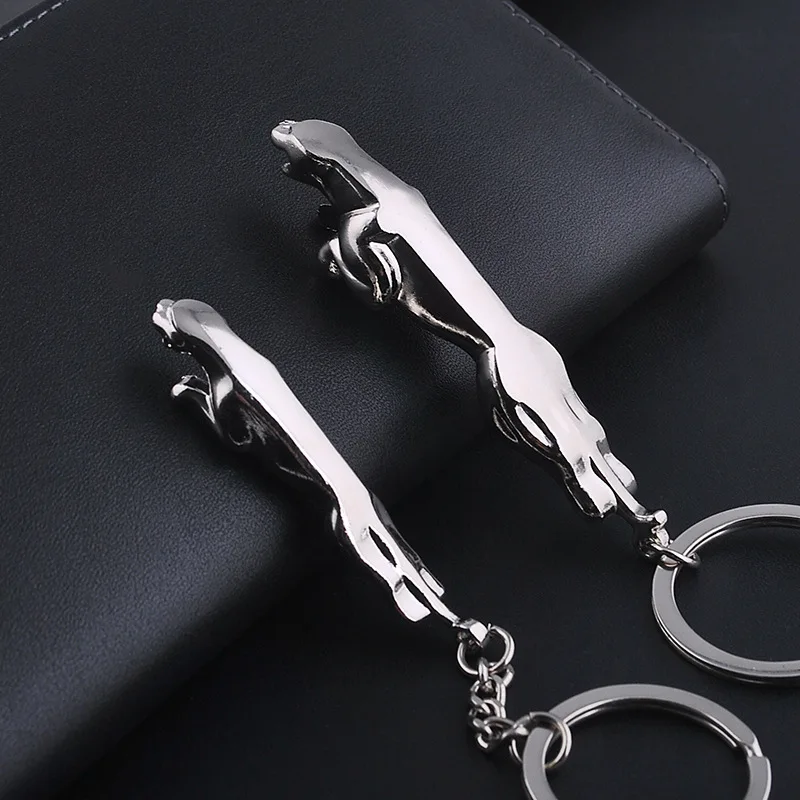 New Classic Silver Color Stainless Steel Leopard Keychain Car Keyrings Fine Bag Key Chains Two Types Creative Jewelry Gifts