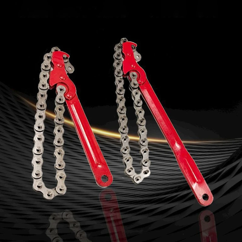 1pc ヘビーデューティラチェットチェーンレンチ可逆オイルフィルターツールパイプ継手ツールフィットオイルフィルターチェーンレンチプライヤー