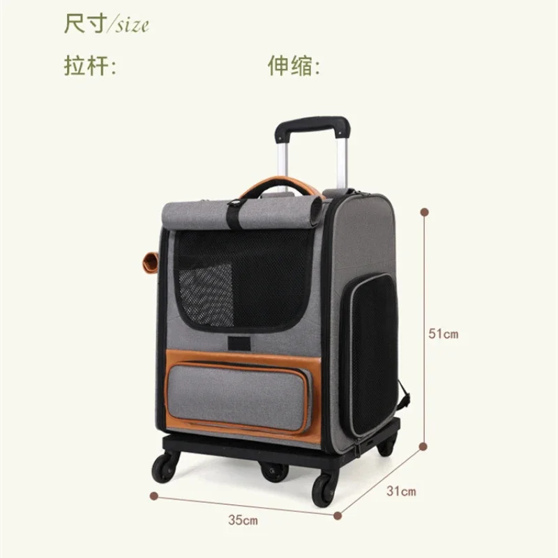 Pet Trolley Box Breathable Foldable Cat Bag Large Capacity Travel Portable Wheel Trolley Bag Pet Carriers Products Accessories