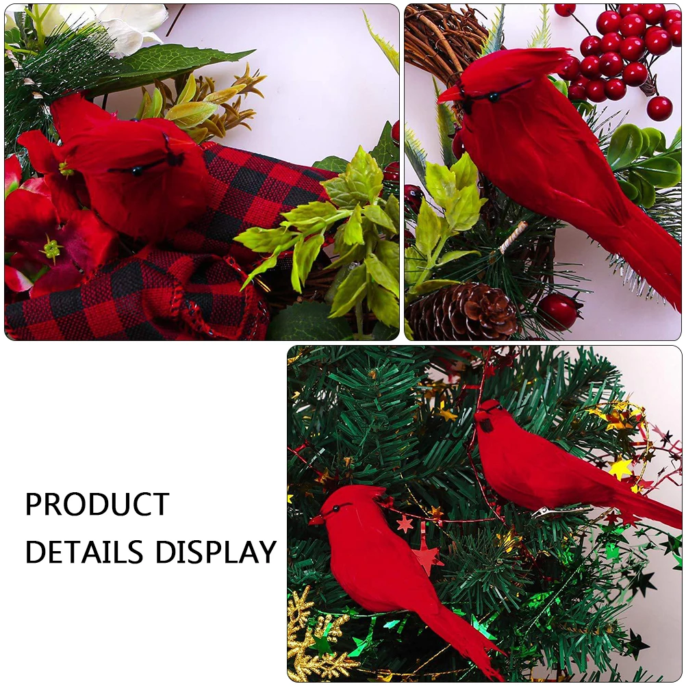 

12pcs Realistic Simulation Decorative Birds Figure Froth Christmas Cardinal Red Birds Ornament For Tree Wreath Home