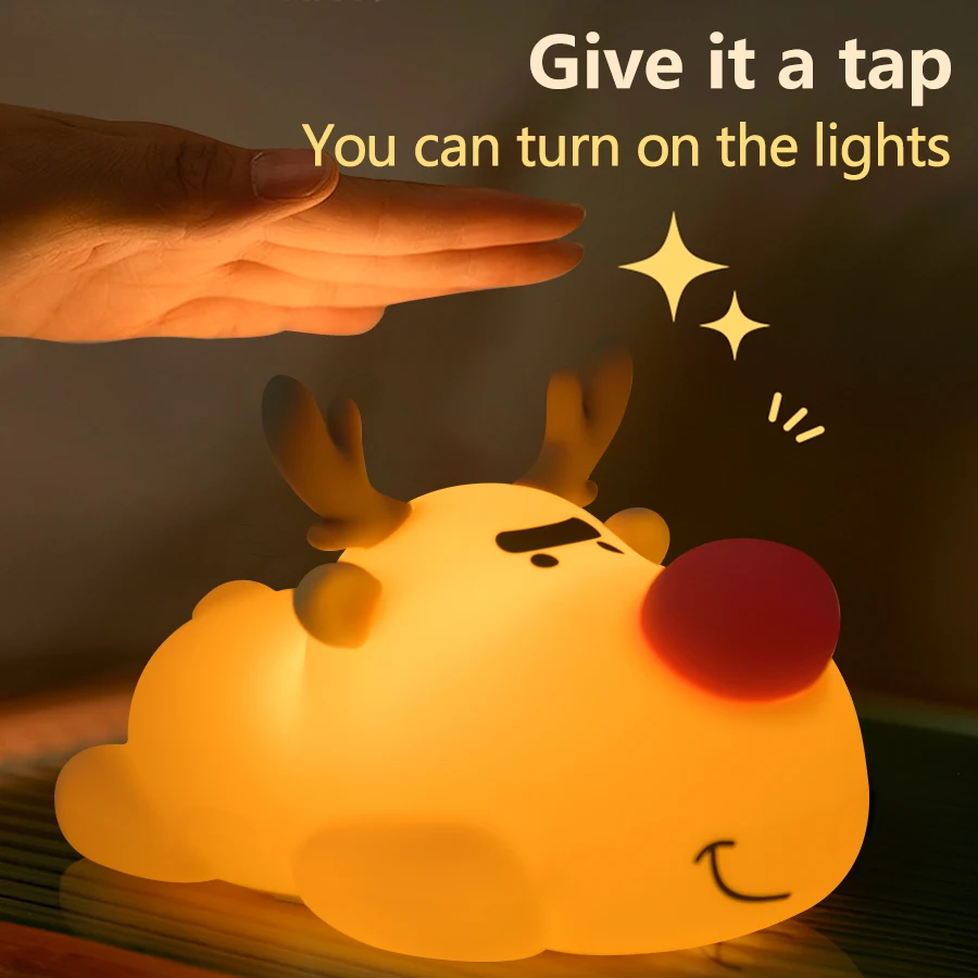 Christmas Creative Reindeer Night Light Holiday Ambience Ornament Light Warm Light Cozy Life Sleeping Companion Children's Gift