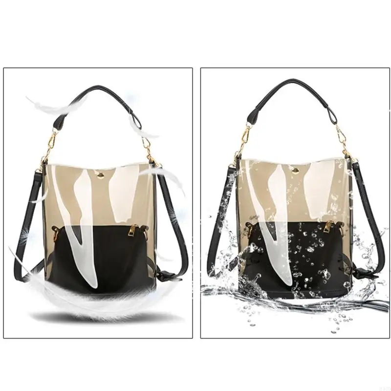 340D 2 in 1 Bag Clear Bag Bucket Bag Jelly Bag Shoulder Bag for Traveling