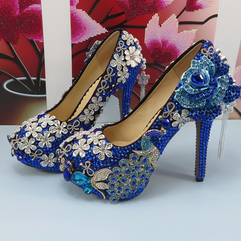 

Luxury Crystal Bridal Wedding shoes Fashion Party Evening shoes High Pumps Thin Heel Platform Shoes Female Rhinestome Flower