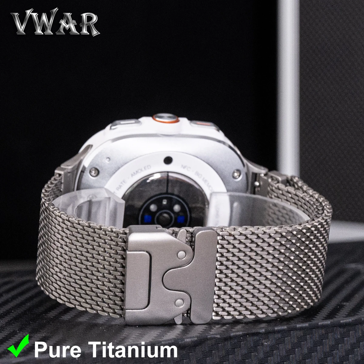 

VWAR натуральный титановый миланский ремешок-петля для Samsung Galaxy Watch Ultra 47 мм, мужской ремешок Ultra 7, безопасная парашютная пряжка, подшивка