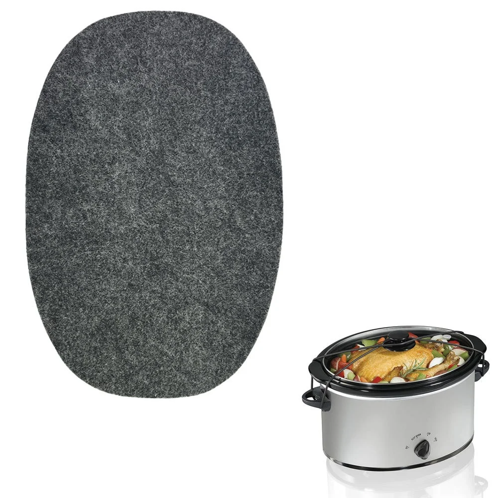 Oval Felt Mat for Slow Cooker For 5 Quart 7 Quart 8 Quart Heat Resistant Non Slip Countertop Protector Gray 4For 5x30cm