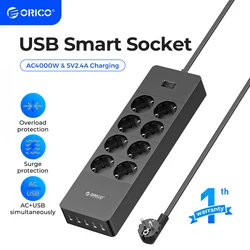 ORICO Electrical Socket EU Plug Extension Socket  Outlet Surge Protector EU Power Strip with 5x2.4A USB Super Charger Ports