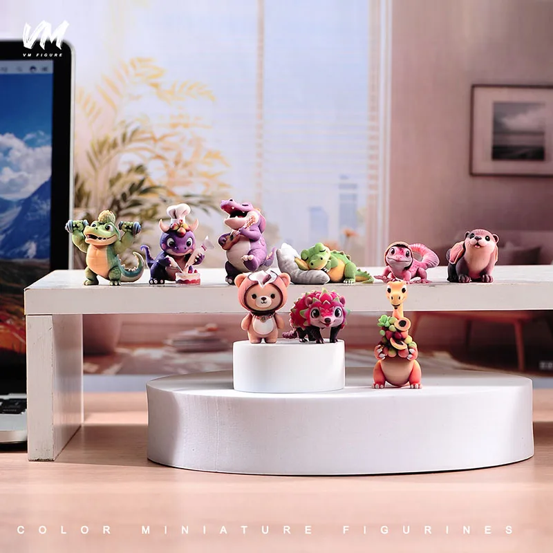 Mini fruta animal bonito crocodilo dinossauro ouriço urso figura modelo desktop carro ornamentos computador crianças presente