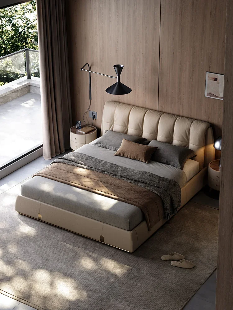 Master bedroom bed high-end atmosphere large apartment bedroom Italian minimalist double wedding bed 1.8 meters