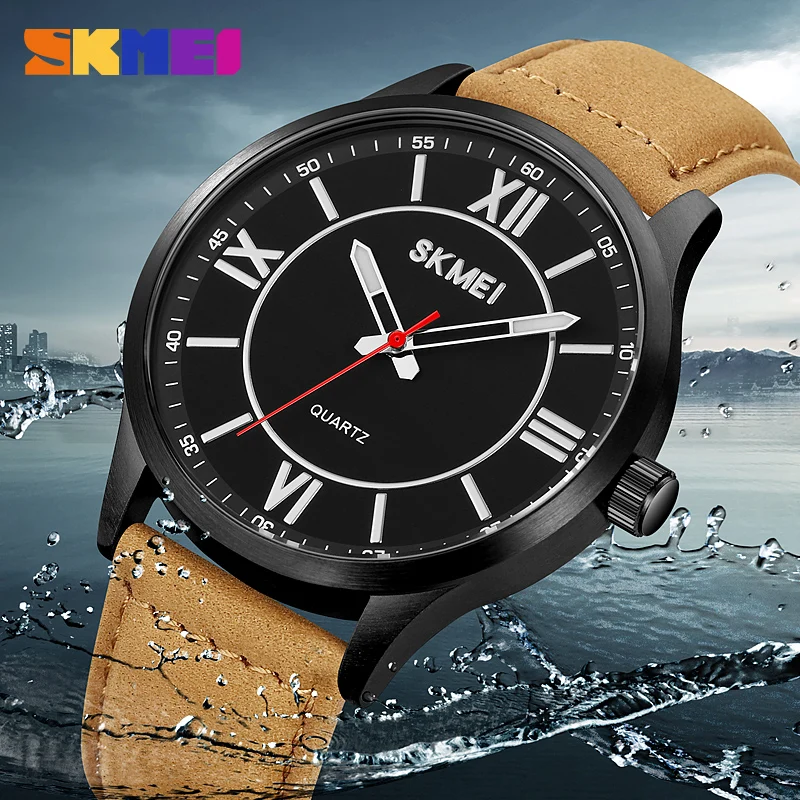 SKMEI Jam Tangan Pria Kasual Fashion Merek Top Jam Tangan Kuarsa Bulat Kedap Air Desain Asli Sederhana Jam Tangan Olahraga Reloj Hombre