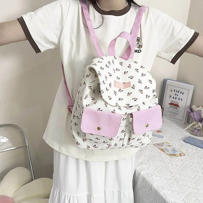Kawaii mochilas pessoais elegantes estilo coreano náilon estudantes sacos de escola versátil colorido flor nicho mini sacos de viagem