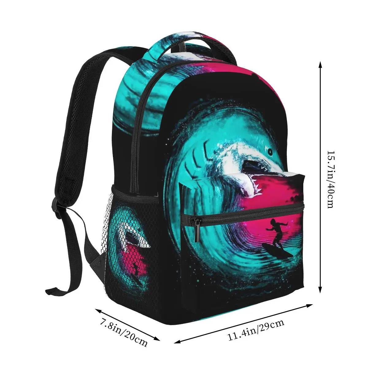 Creative Shark Printed Backpack Student Boys Girls BookBag Kids School Bag Computer Shoulder Bags for Men Women