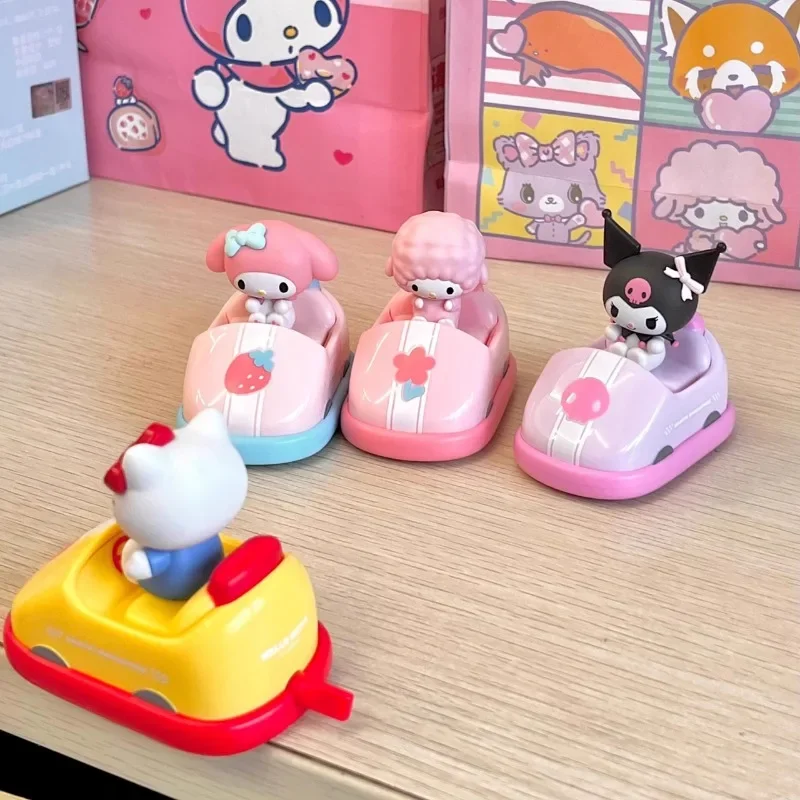 Sanrio-juguetes de caja ciega de la serie de coches de parachoques familiar, caja misteriosa de Anime, caja de juguetes, movabilidad, Kuromi, My Melody, Cinnamorol, pompurin, regalos