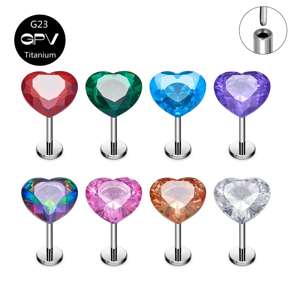 

Wholesale ASTM G23 Titanium Heart ZC Insertion Earrings 20G 18G 16G Nose Nails Women's Perforated Jewelry Lip Nails