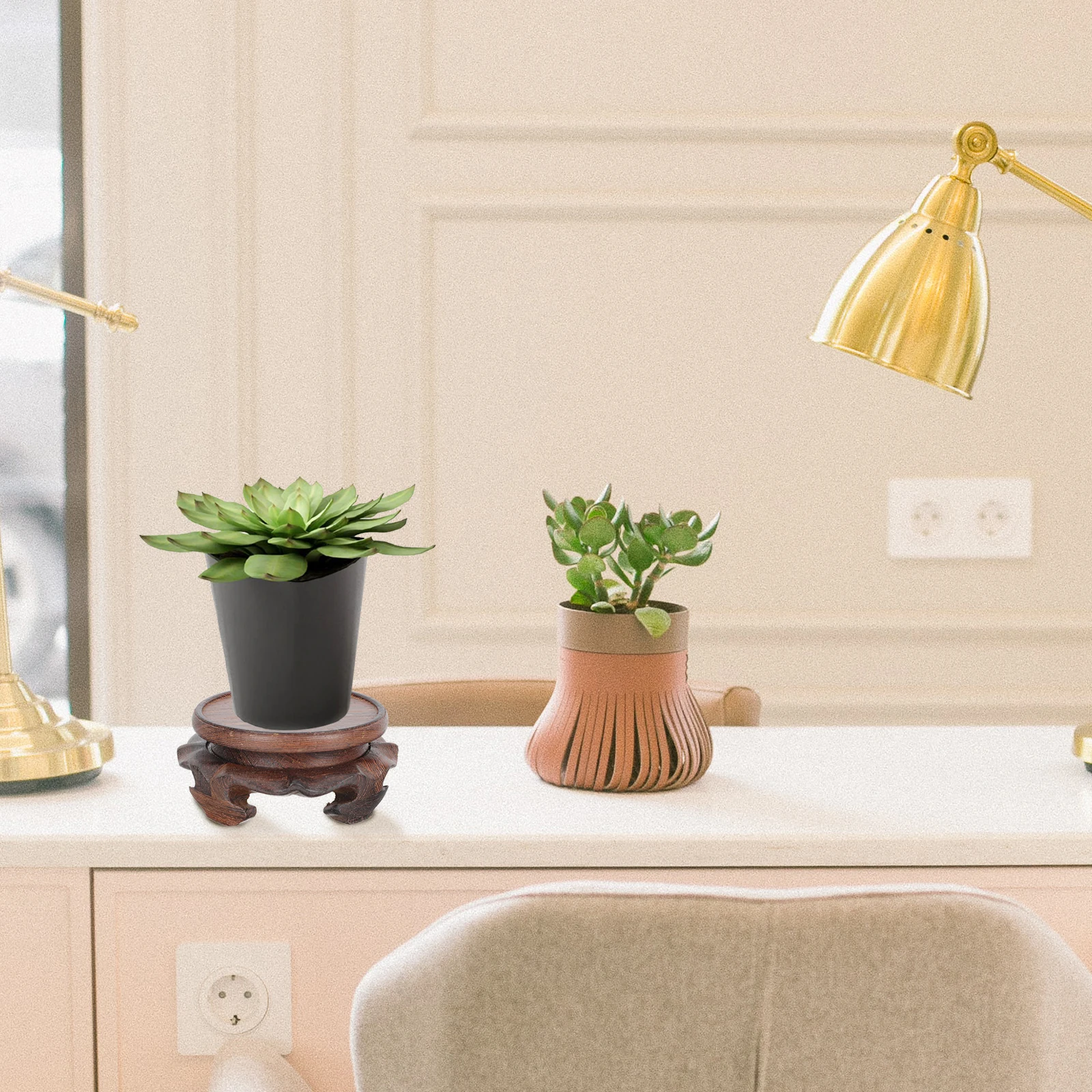 

Solid Wood Base Hollow Pedestal Flower Pot Holder Crafts Stand Plant Pots Indoor Platform Retro Art Chinese Style Home