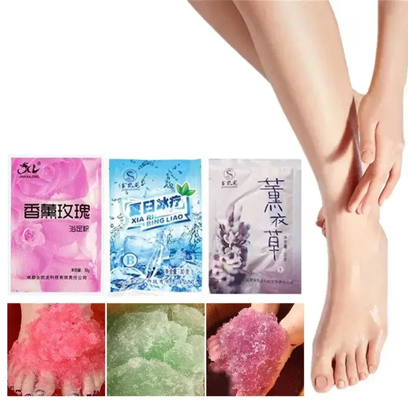 60G * 5 Stuks Bubbelbad Poeder Body Foot Crystal Modder Soak Voet Bad Zout Spa Exfoliatie Scruber Rose Mint Lavendel Huidverzorging