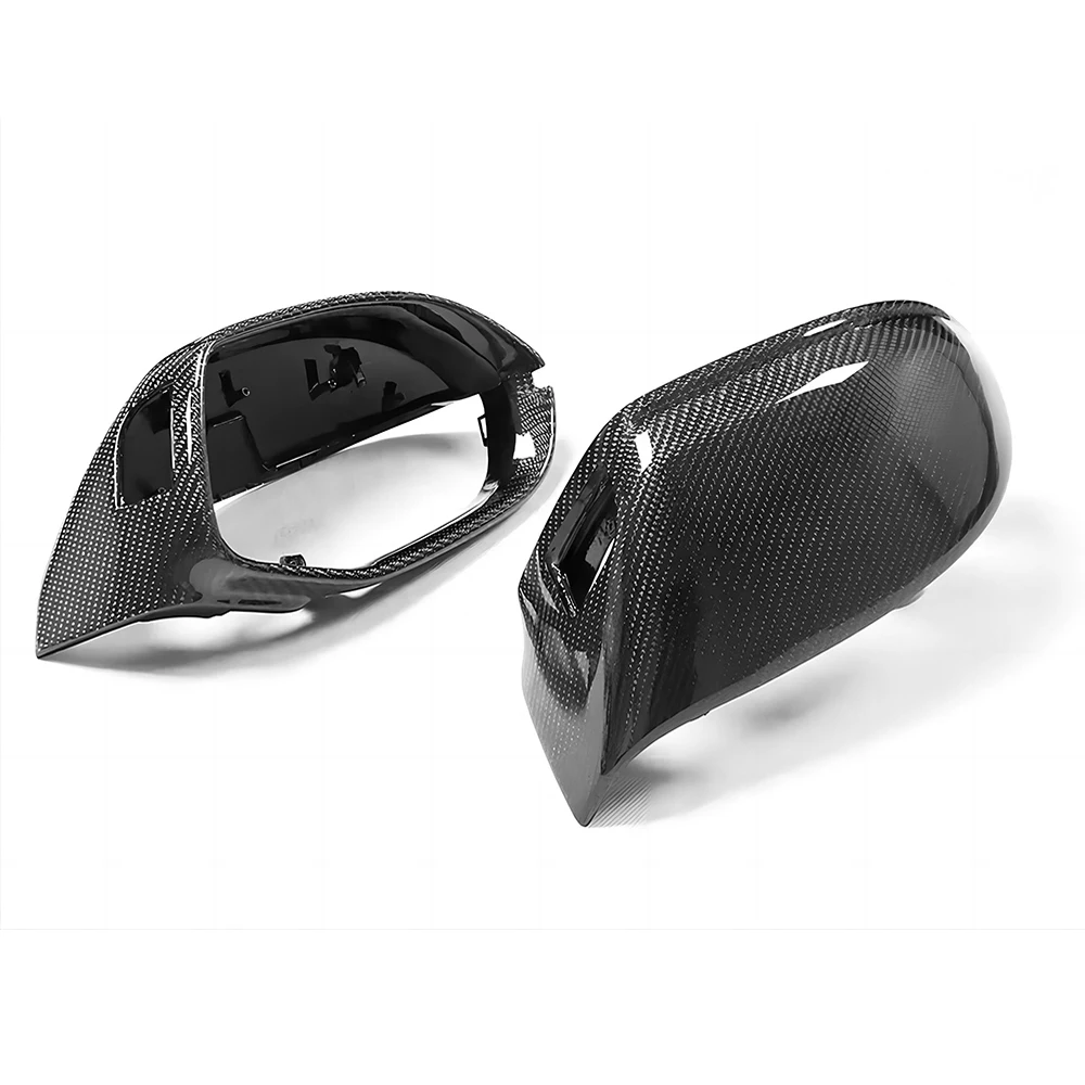 Replacement Rearview Side Mirror Covers Cap For Audi 11-18 4G8 A7 S7 Real Carbon Fiber Casing Shell With Blind Spot Assist