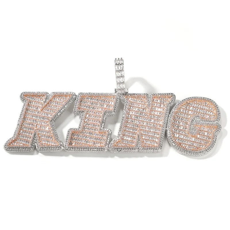 Custom Personality Big CZ Letters Name Pendants Necklace for Men Hip Hop Bling Iced Out Rapper Jewelry Drop Shipping