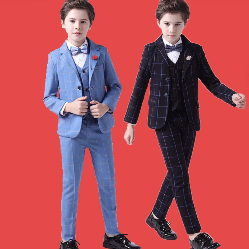 Top Quality Big Boys Suit For Wedding Teenager Kids Formal Tuxedo Dress Children Photograph Blazer Party Performance Costume