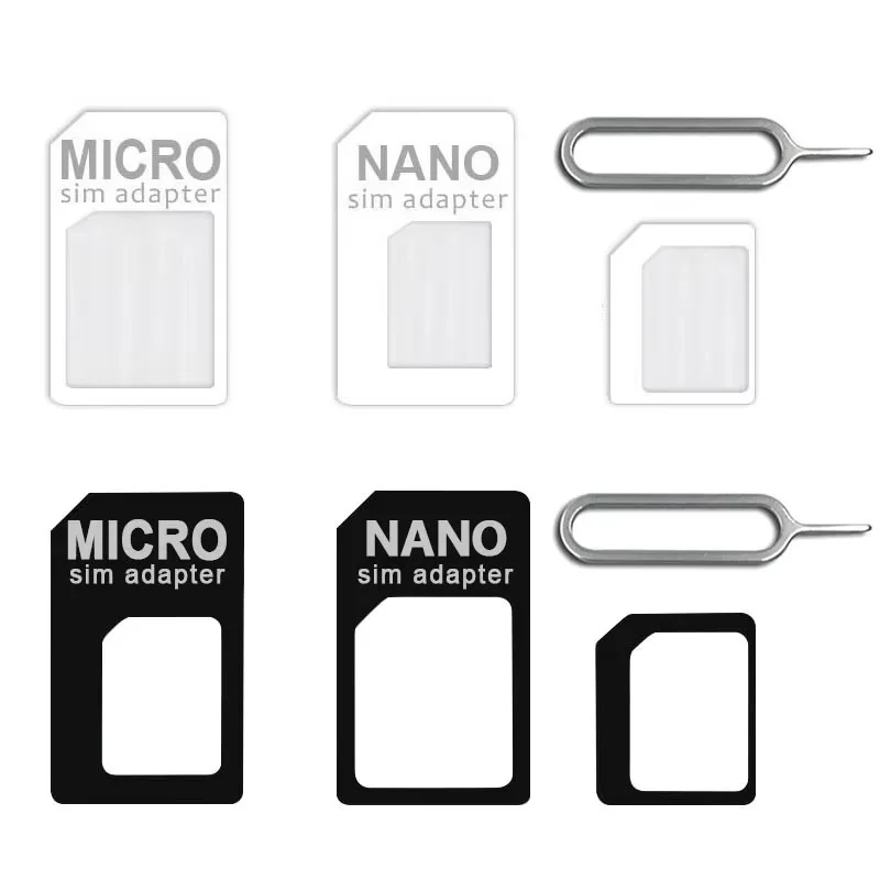 Nano SIM Card to Micro Adapter 4 In 1 SIM Card Convert Micro Sim Adapter With Eject Pin For Tablet IPhone Cell Phone Accessories