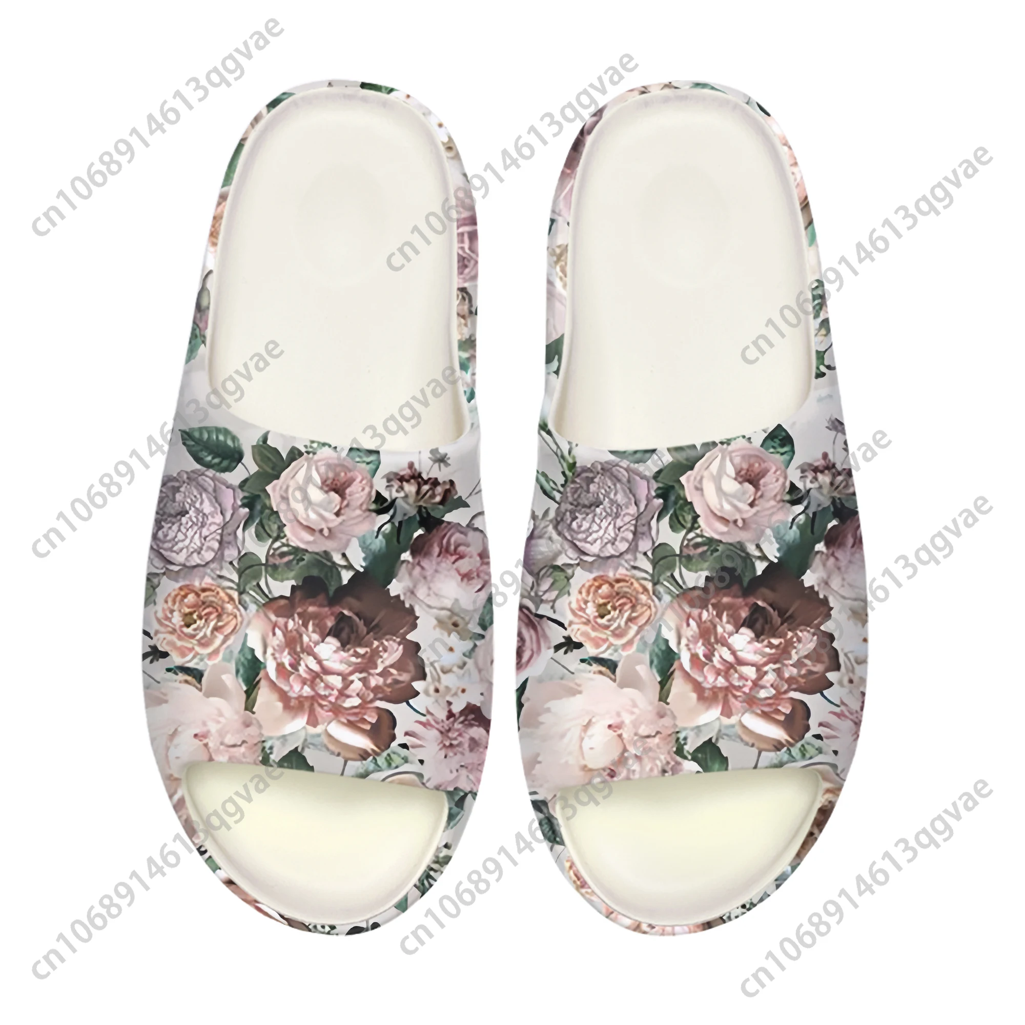 Pretty Dark Tropical Flower Print Soft Sole Sllipers Home Clogs Custom Shoes Mens Womens Teenager Stepping on Shit Beach Sandals