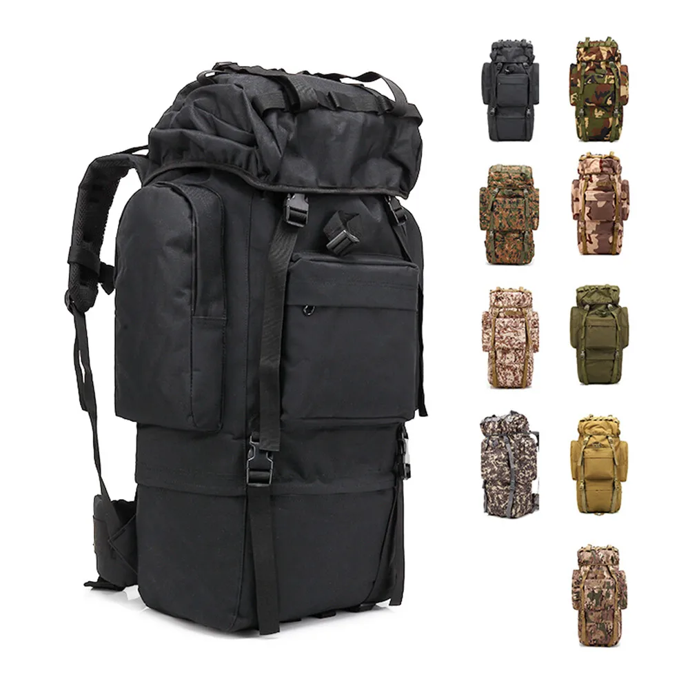 

65L Military MOLLE Large Capacity Backpack Daypack Bag with Internal Frame Waterproof Rucksack for Camping Hiking
