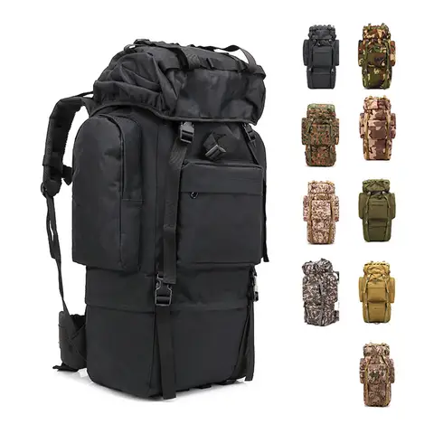 65L Military MOLLE Large Capacity Backpack Daypack Bag with Internal Frame Waterproof Rucksack for Camping Hiking