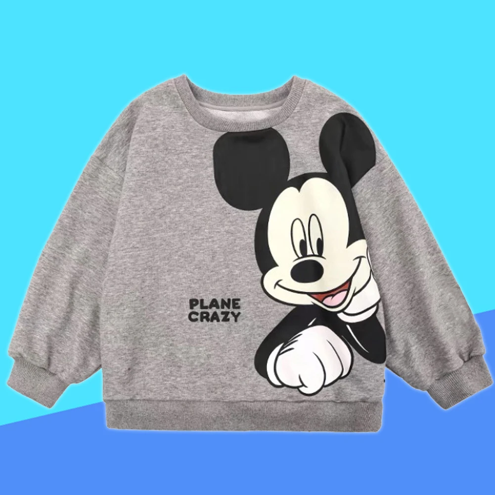 New Spring Autumn Children's Clothing Grey Mickey Cartoon Boys and Girls Hoodie Sweater Baby Sweater Casual clothing top Coat