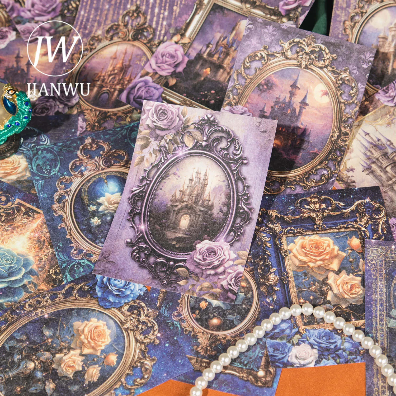 JIANWU 30 Sheets Rococo Fantasy Series Vintage Flower Border Collage Decor Material Book Creative DIY Junk Journal Stationery