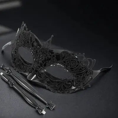 

Elegant Masquerade For Women Girls Fancy Lace Party Mask Handheld Stick Durable Plastic Lace Design Halloween Carnival Prom
