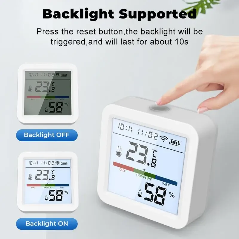 Tuya Smart Temperature And Humidity Sensor WiFi With Backlight Indoor Hygrometer Voice Control Via Alexa Google Home