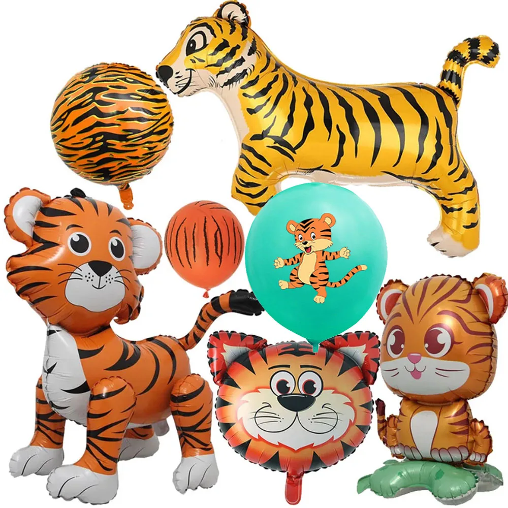 Tiger Balloons Printed Animal Pattern Party Balloon Baby Shower Jungle Safari Birthday Party Decors Zoo Tiger Theme Party Favors