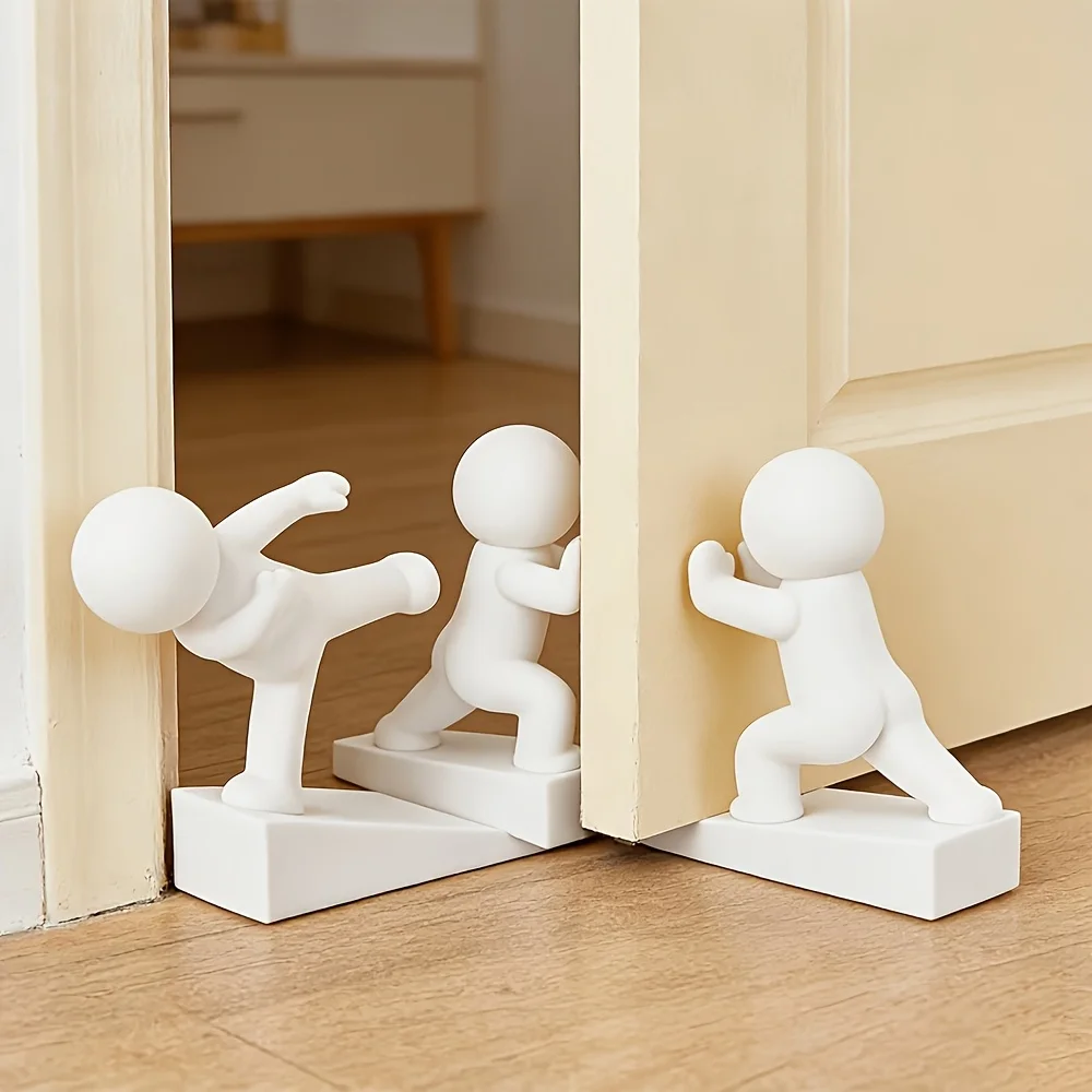 3 Pack Plastic Door Stoppers – Suitable for Home, Office, Indoor & Outdoor Use, Modern Minimalist White Door Stops