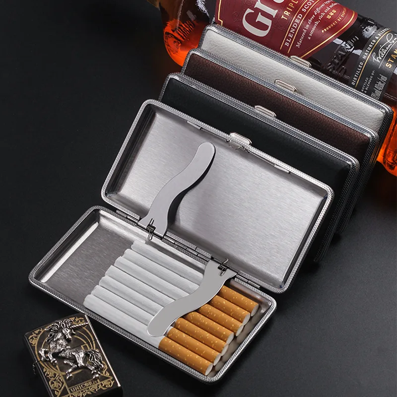 120mm Leather cigarette case Metal iron cigarette case Cigarette accessories