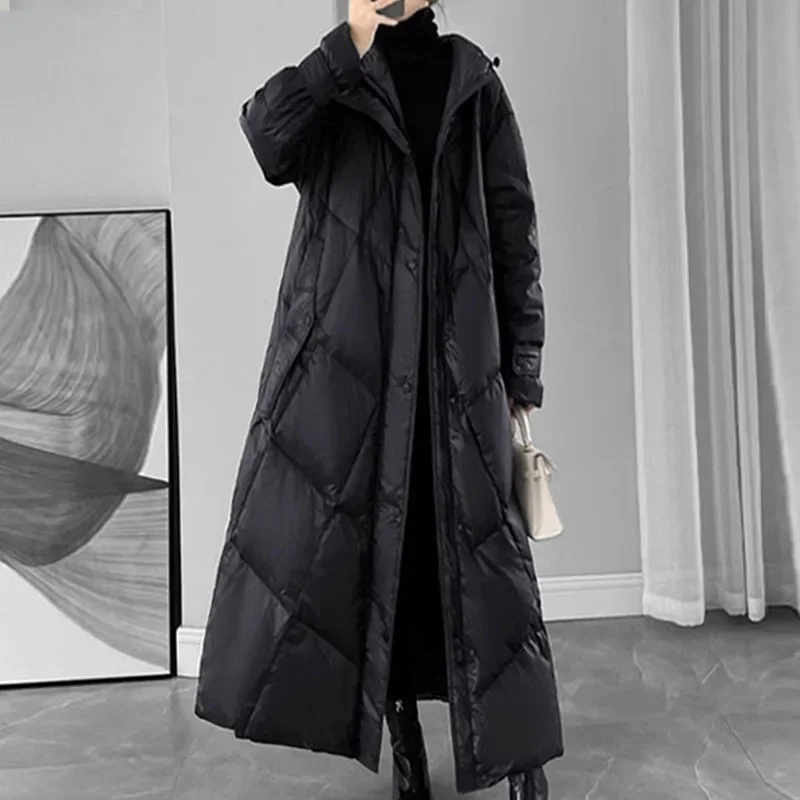 2024 Winter Puffer Coat Womens Long Warm Down Cotton Coat Korean Hodoed Cotton-Padded Coat Women\'s Jacket Female Casual Overcoat