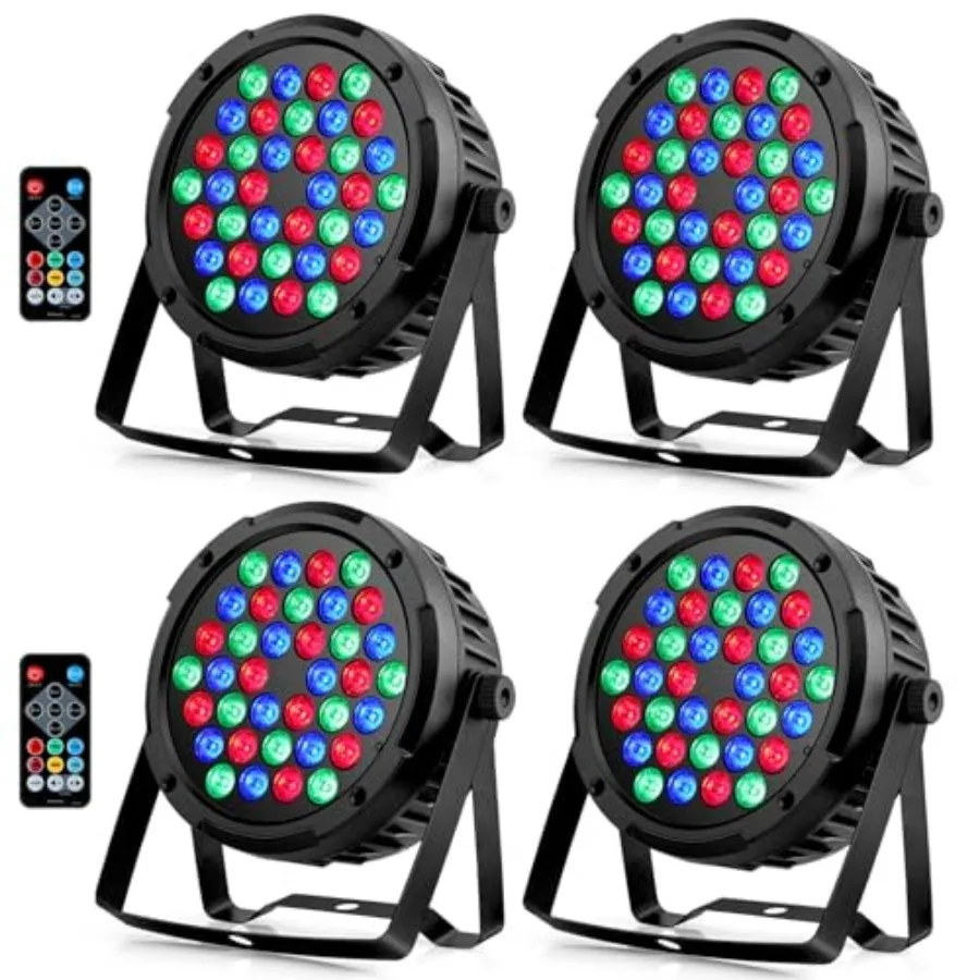 

36LEDs RGB Stage Par Lights - 36W Sound Activated Multi Modes - Remote DMX Control - Corded Electric - Uplights for Events DJ M