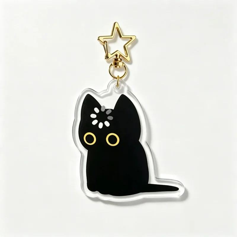 Void Loading Black Cat Acrylic Keychain Funny Spinning Loading Cursor Cute Silly Kitty Cartoon Pendant Bag Charm Animal Gift