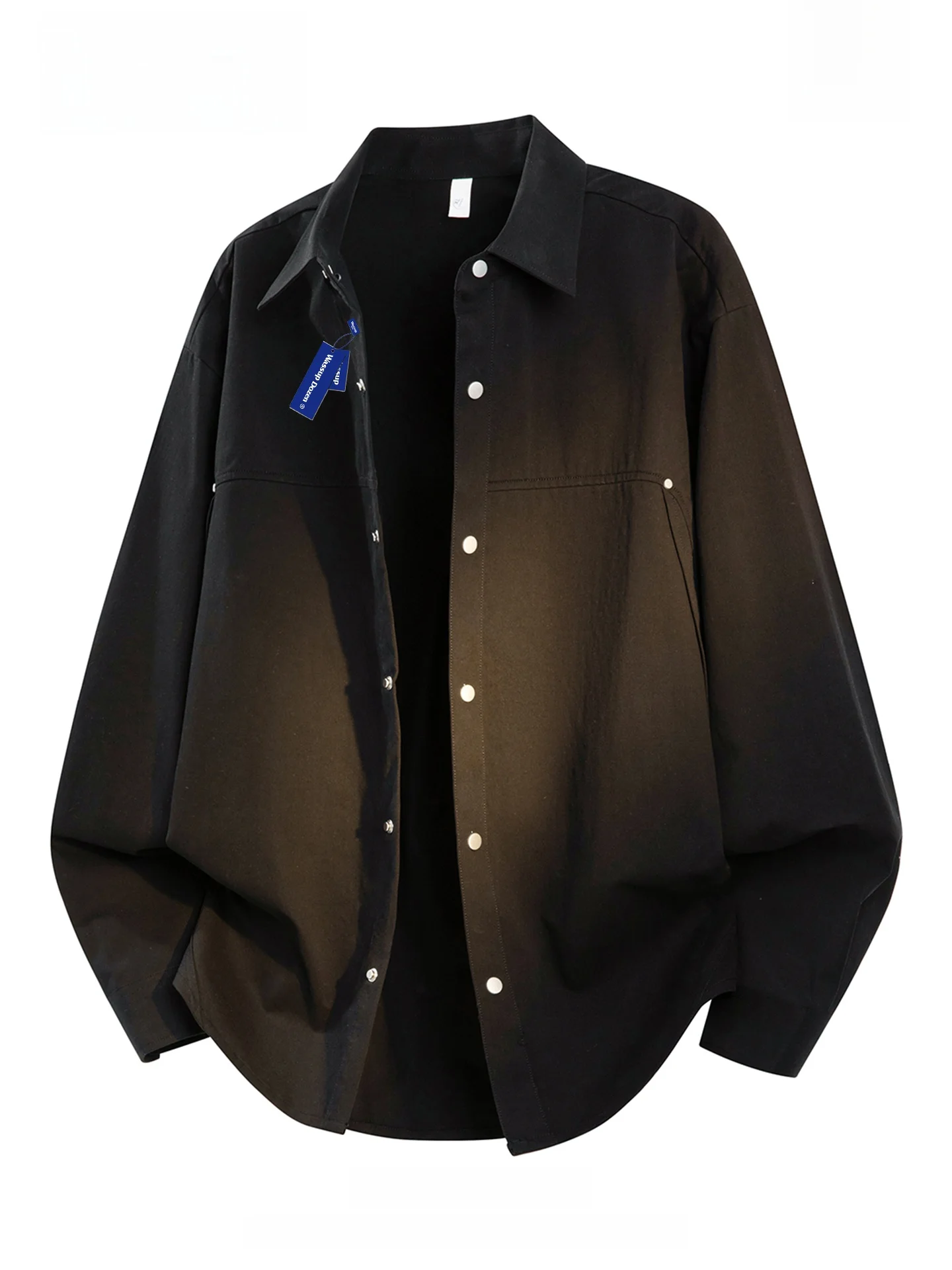 

Wassup Dozen Men's Casual Cotton irt Long Sve Loose Fit Bla Spring Outerwear Vintage Workwear Sle Wear Resistant