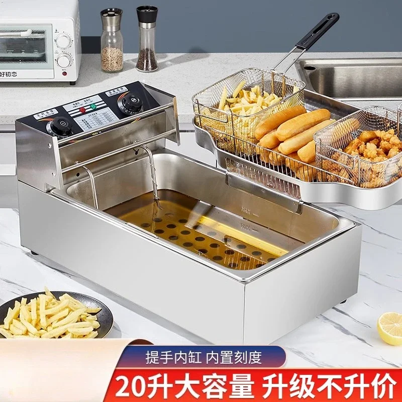 Электрическая фритюрница с одним баком, 220 В, коммерческая, большая емкость для жареных палочек, пончиков, картофеля фри Электрическая фритюрница с одним баком, 220 В, коммерческая, большая емкость для жареных палочек, пончиков, картофеля фри