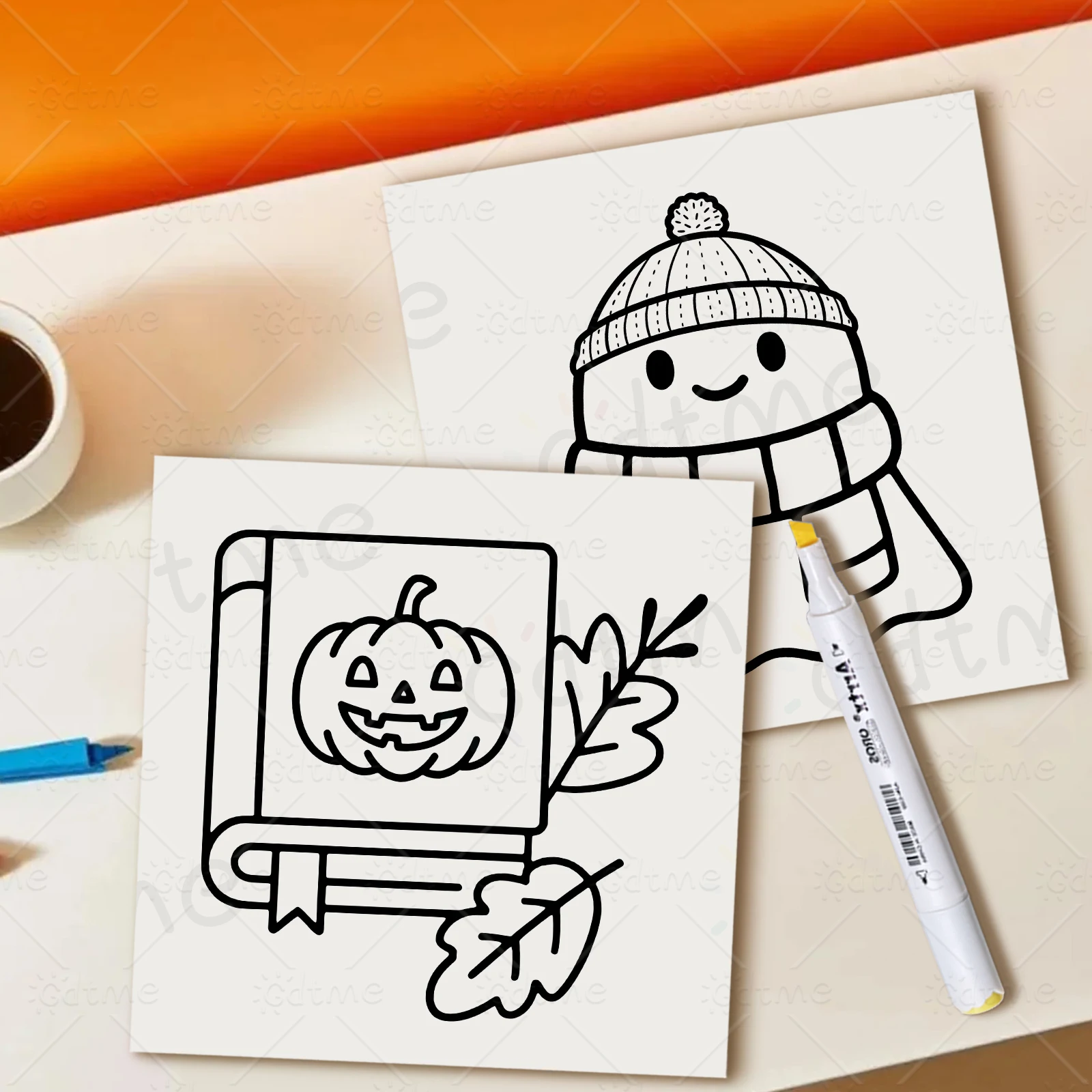 SPOOKY FALL Malbuch mit kräftigen, einfachen Mustern für Erwachsene, niedliches Zeichenbuch, perfektes Geschenk für Party und Geburtstag – Detail 9