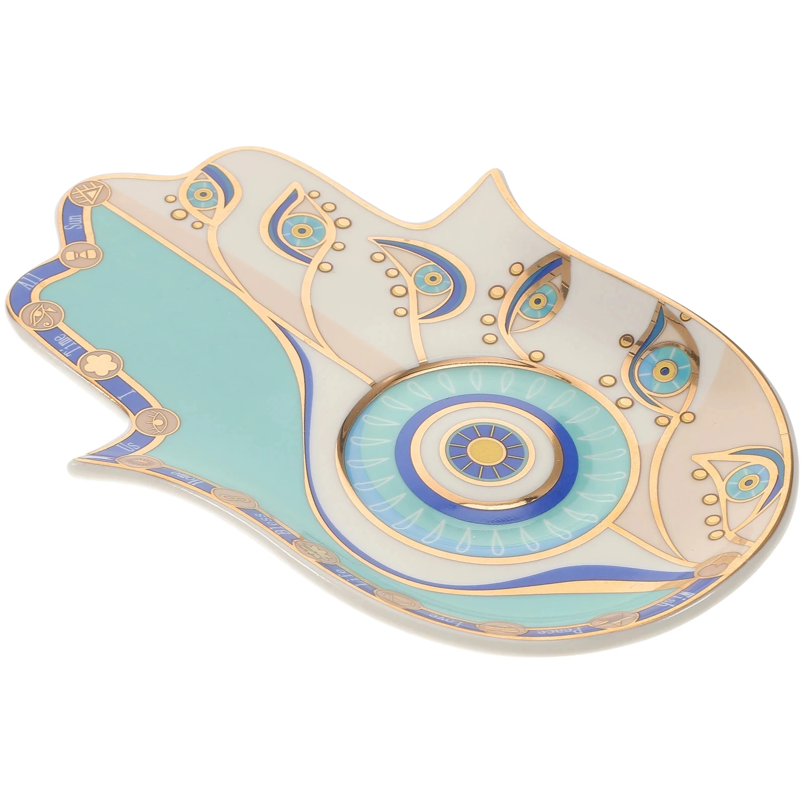 Hamsa Trinket Dish Ring Dish Ceramic Evil Eye Trinket Plate  Cute Decor Jewelry Tray Dish Gift Mom Brithday