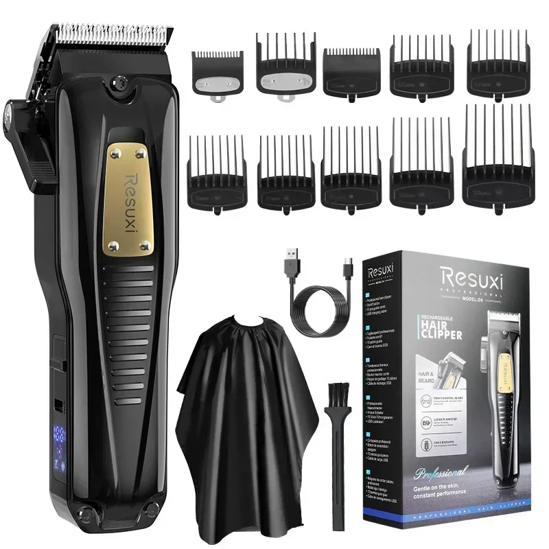 RESUXI D9 Kit per toelettatura elettrico professionale per taglio di capelli da uomo Trimmer elettrico ad alta potenza Parrucchiere Tagliacapelli per uso domestico