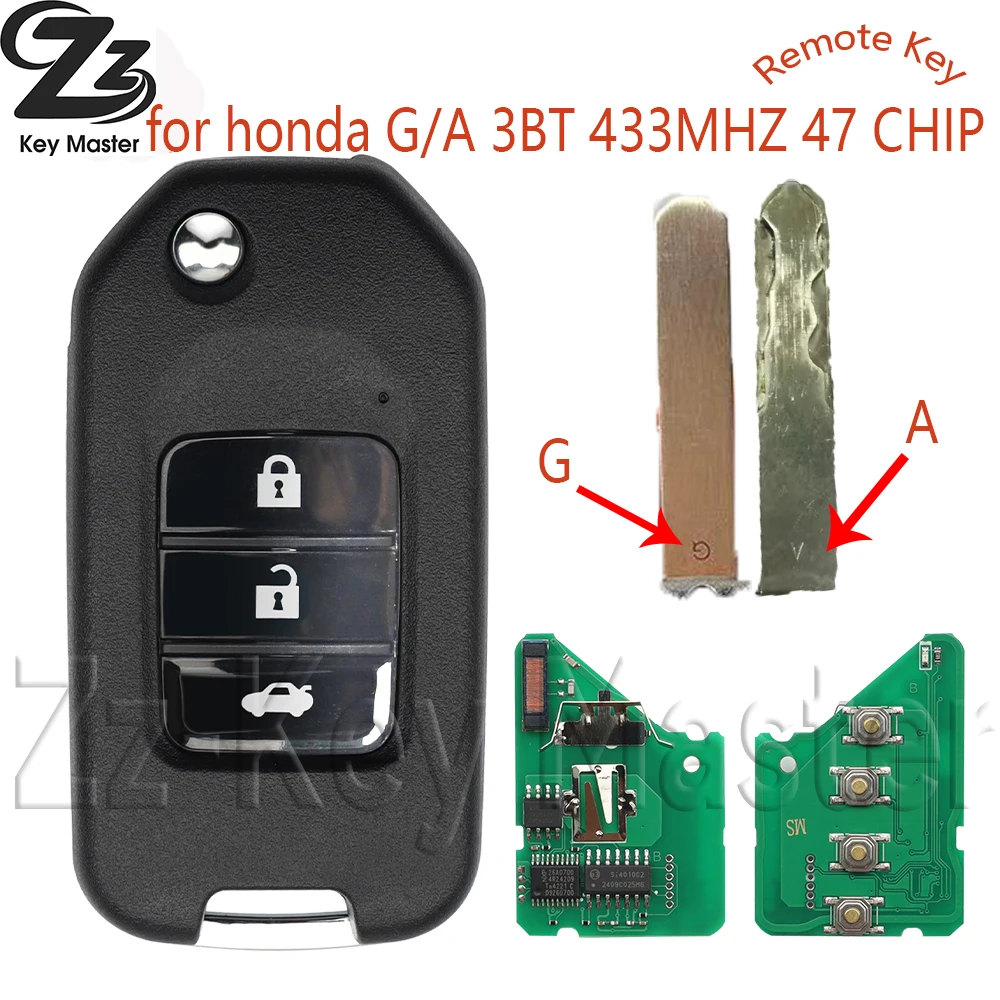 Zz ID47 رقاقة 433 ميجا هرتز TWB1G721 A AFM HLIK6-3T G لهوندا أكورد سيفيك سيتي CRV Vezel HR-V FRV Jazz XR-V مفتاح السيارة عن بعد