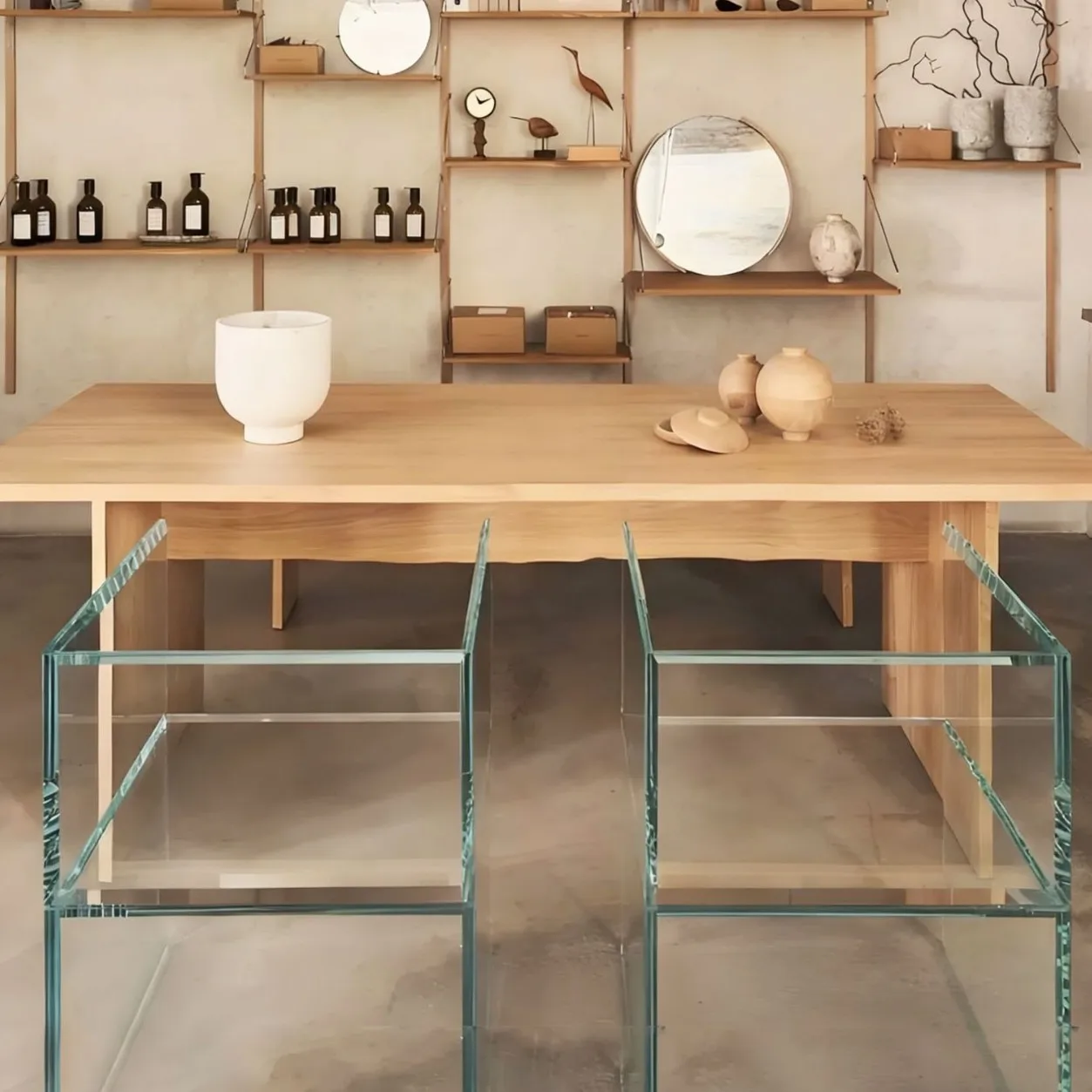 Sedia da pranzo minimalista italiana in vetro, piccola sedia con schienale e braccioli per la casa