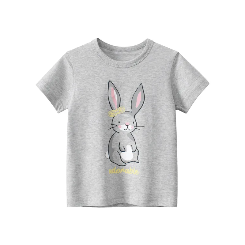 

Korean Short-sleeved T-shirt Girls' Summer New Children's Clothing Medium and Small Children's Cartoon Rabbit Top Wholesale