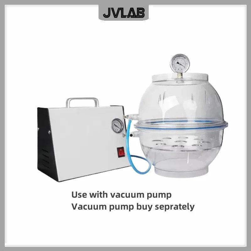 Vacuum Desiccator Laboratory Polycarbonate (PC) Transparent Vacuum Dryer 250 mm Double Valve with Pressure Gauge