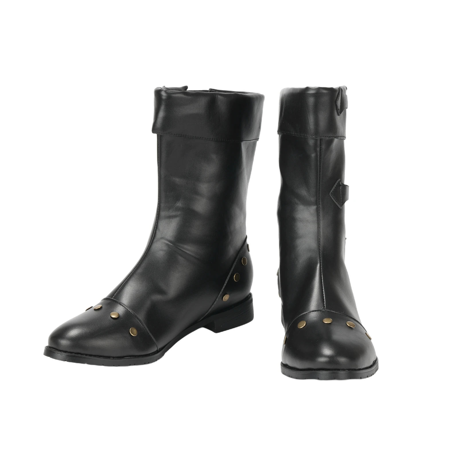 

Mens Renaissance Boots Men Punk Gothic Rivet Motorcycle PU Faux Leather Boots With Stud for Halloween Party